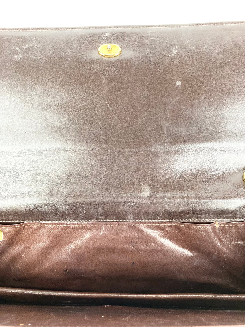Vintage Brown Patent Leather Croc Bag