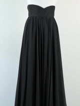 Vintage Jenny Bannister Black Silk Maxi Skirt - AU8