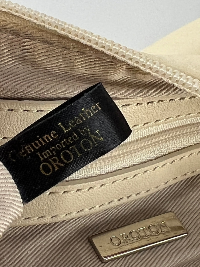 Oroton Cream Leather Baguette Bag