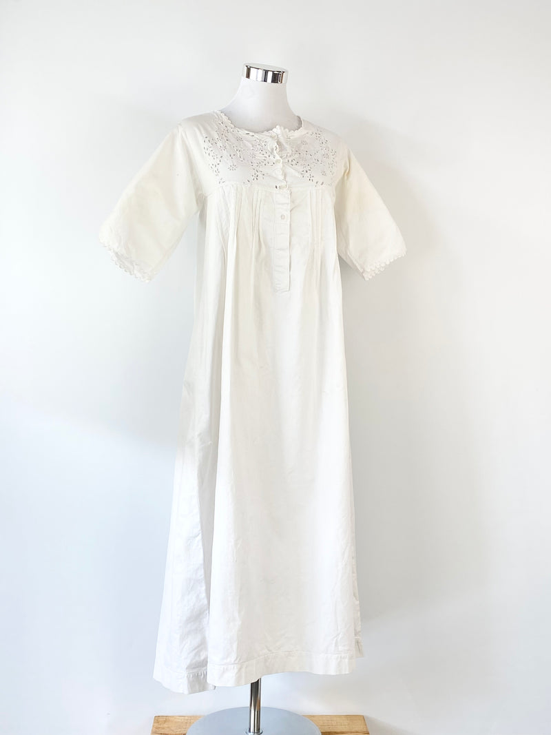 Cottagecore White Cotton Nightgown - AU8