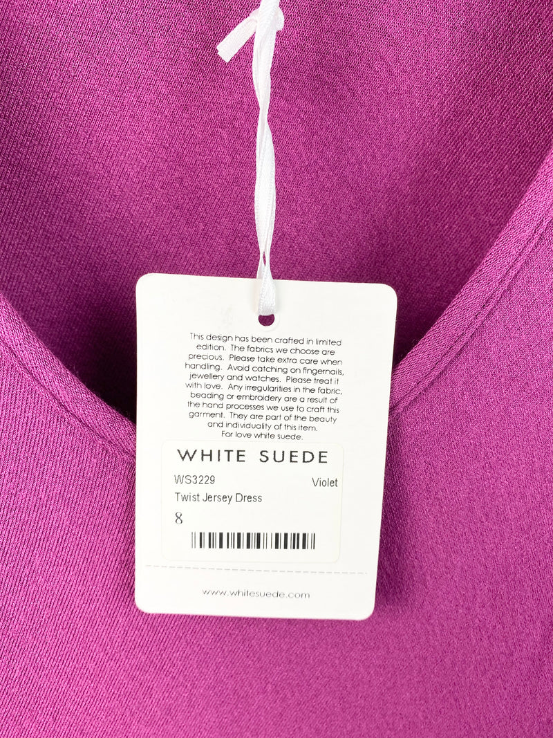 White Suede by Jacqui Demkiw NWTS Raspberry Twist Jersey Dress - AU 8