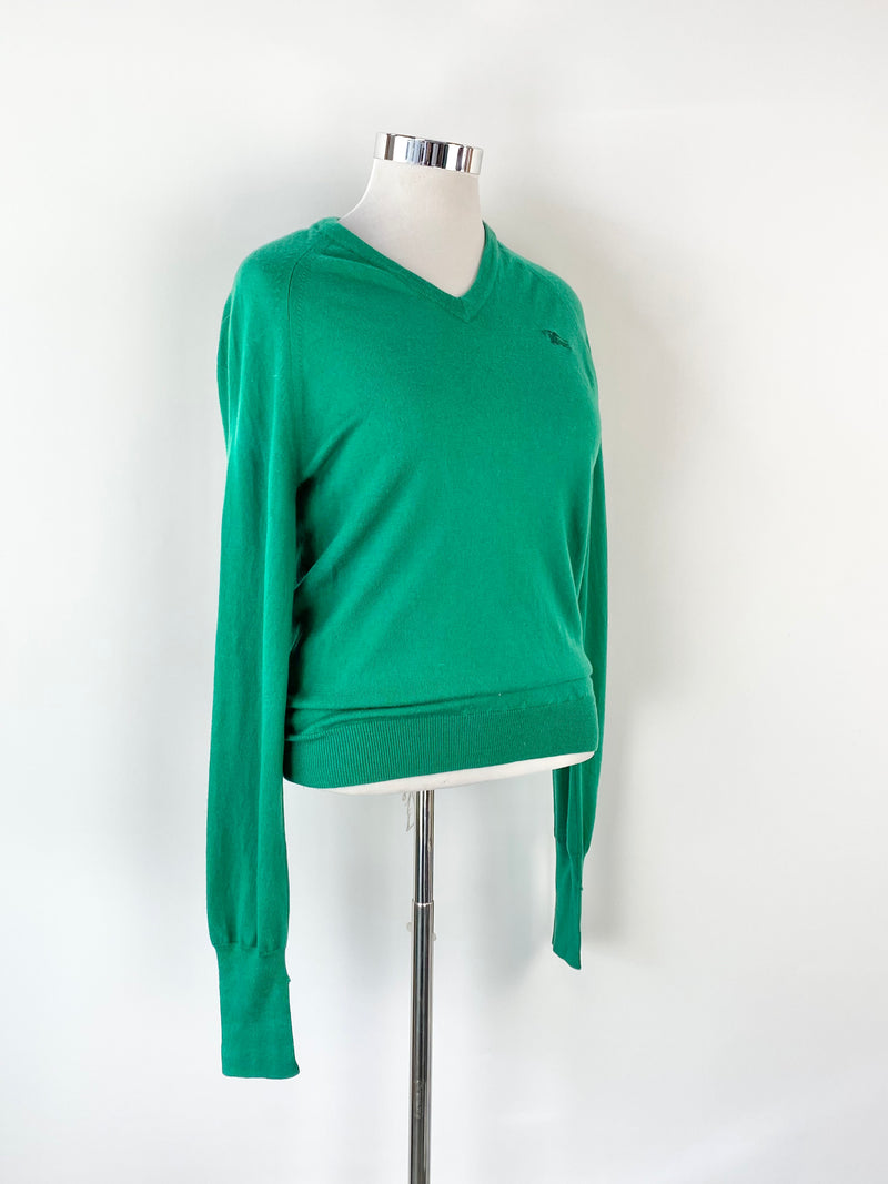 Burberry Brit Emerald Wool V-Neck Jumper - AU10/12