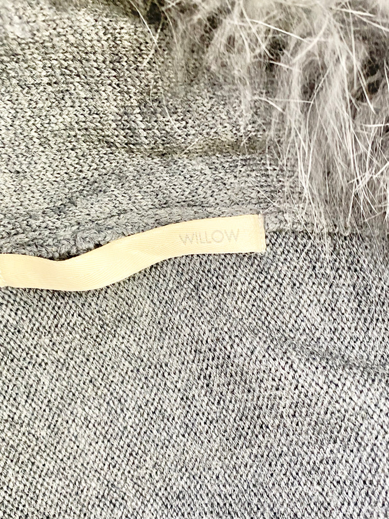 Willow Grey Crop Wool & Fur Cardigan - AU10/12