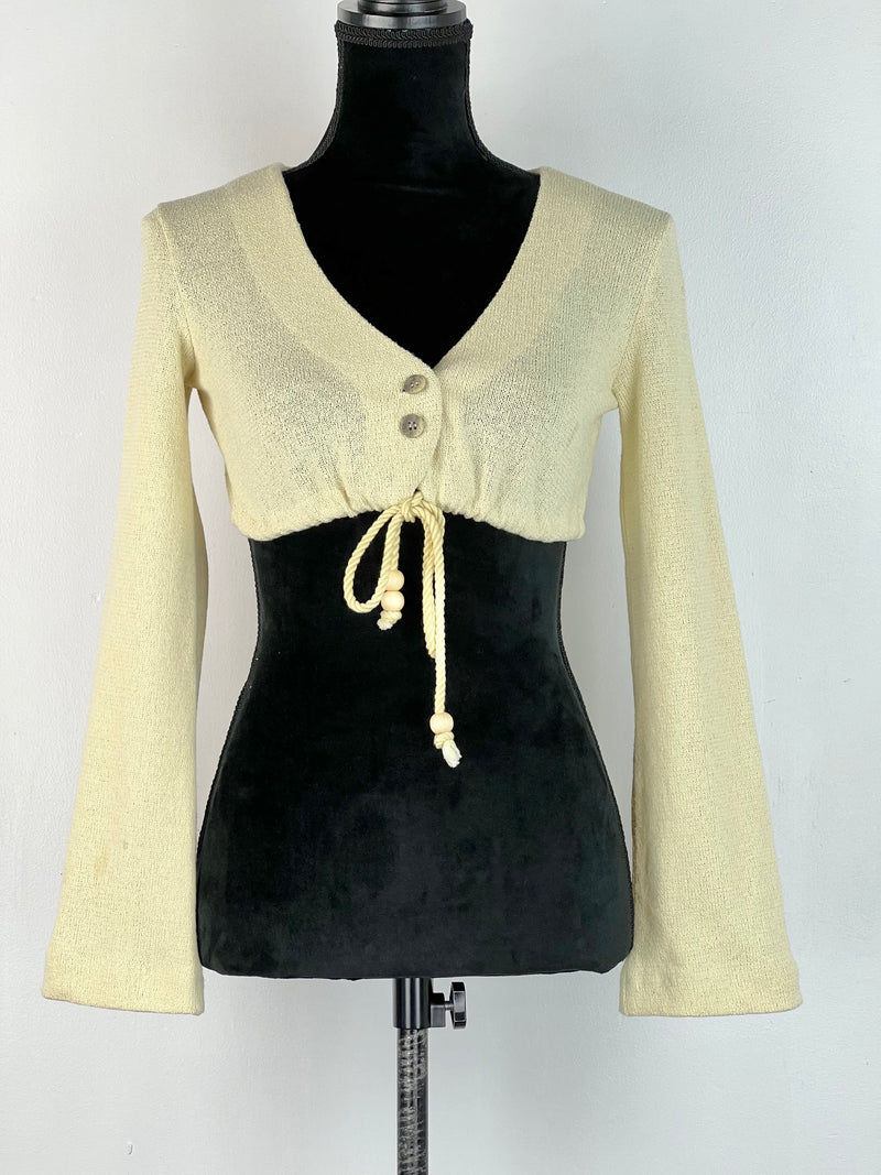 Vintage Review Buttery Yellow Cotton Knit Crop - AU8