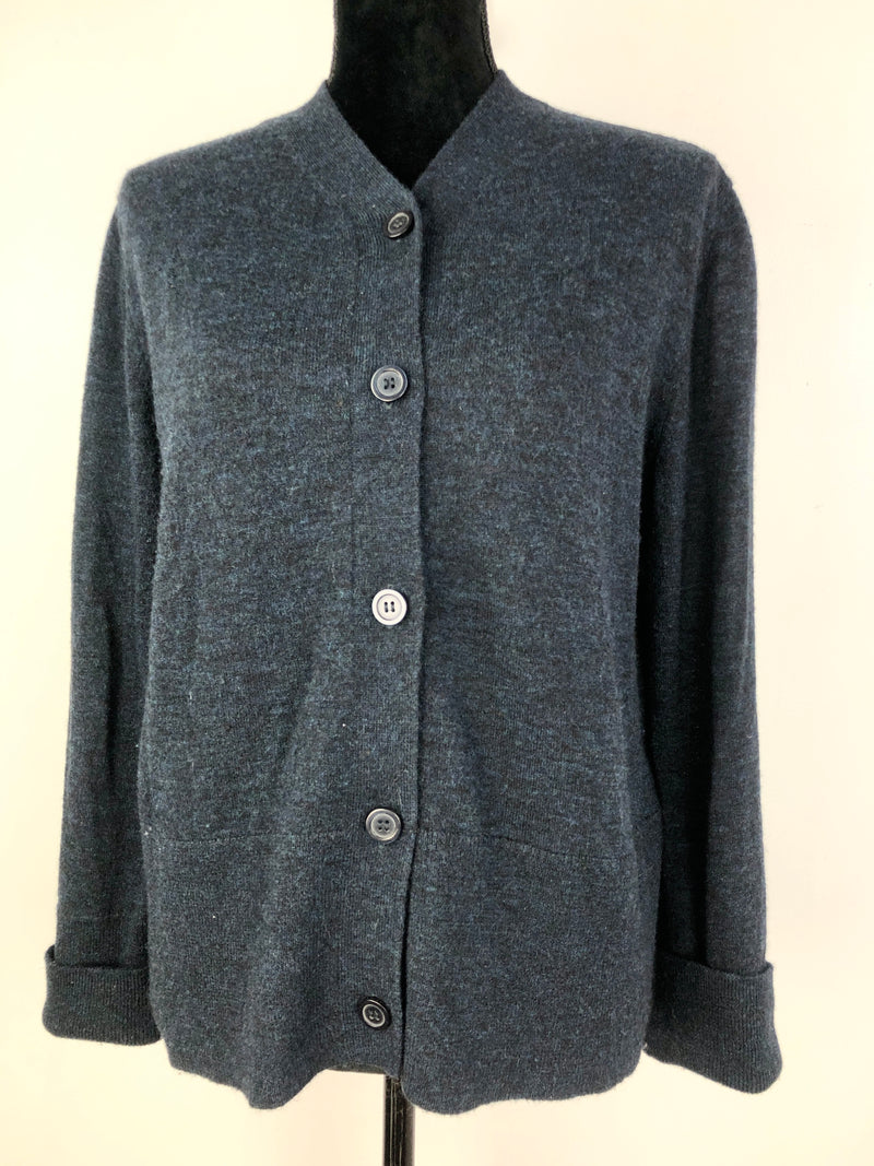 Cos Mottled Blue Relaxed Fit Alpaca Wool Blend Cardigan - AU8-12