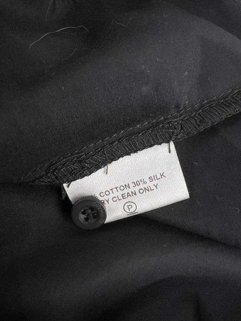 Alpha60 Black Cotton Silk Cropped Button Up - AU12/14