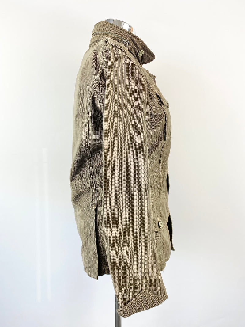 Y2K Diesel Green Herringbone Jacket - S