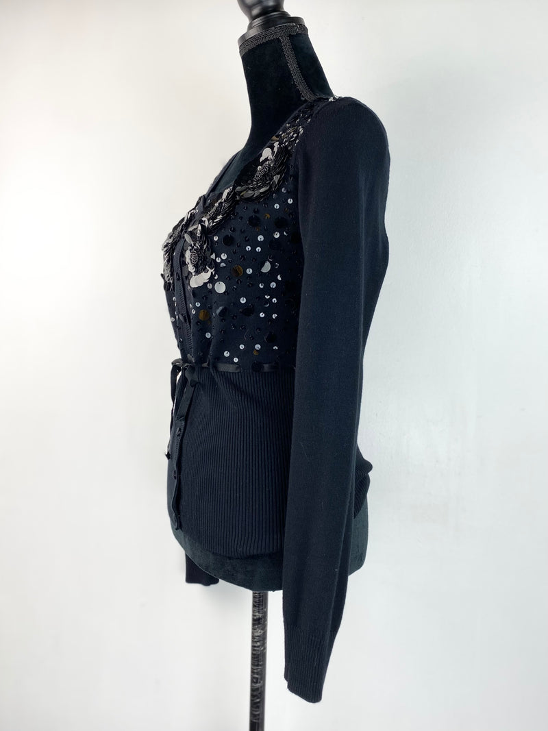 Alannah Hill Black Rockabilly Sequin Embroidered Cardigan - AU 10