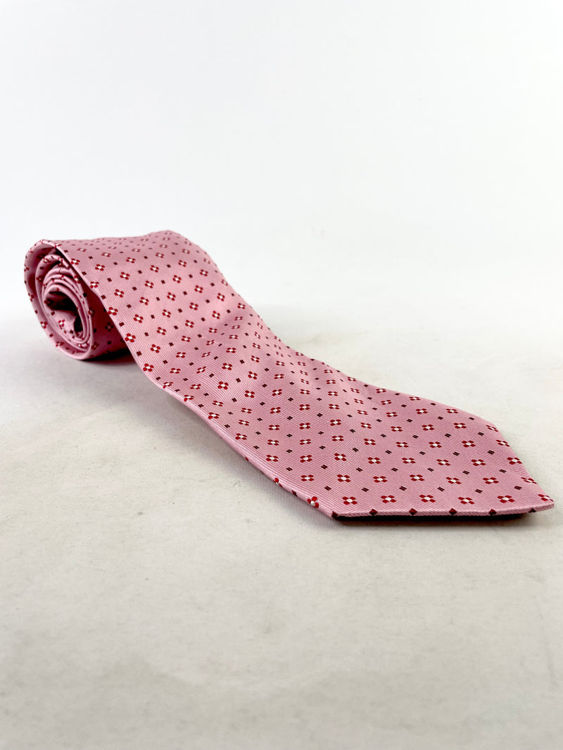 Oroton Pink Mini Flower Silk Tie