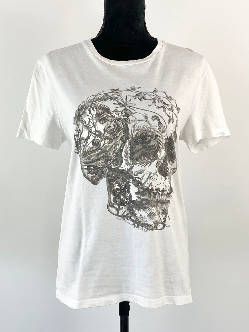 Alexander McQueen Grey Botanical Skull T-Shirt - S