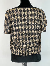 Dries Van Noten Black/Cream Diamond Knit Top - AU10-12