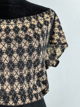Dries Van Noten Black/Cream Diamond Knit Top - AU10-12