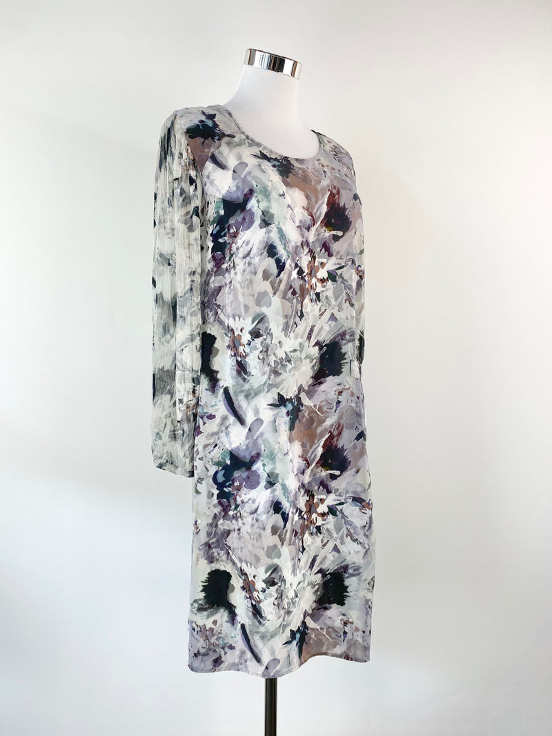 Megan Park Long Sleeve Mauve Floral Dress - AU10