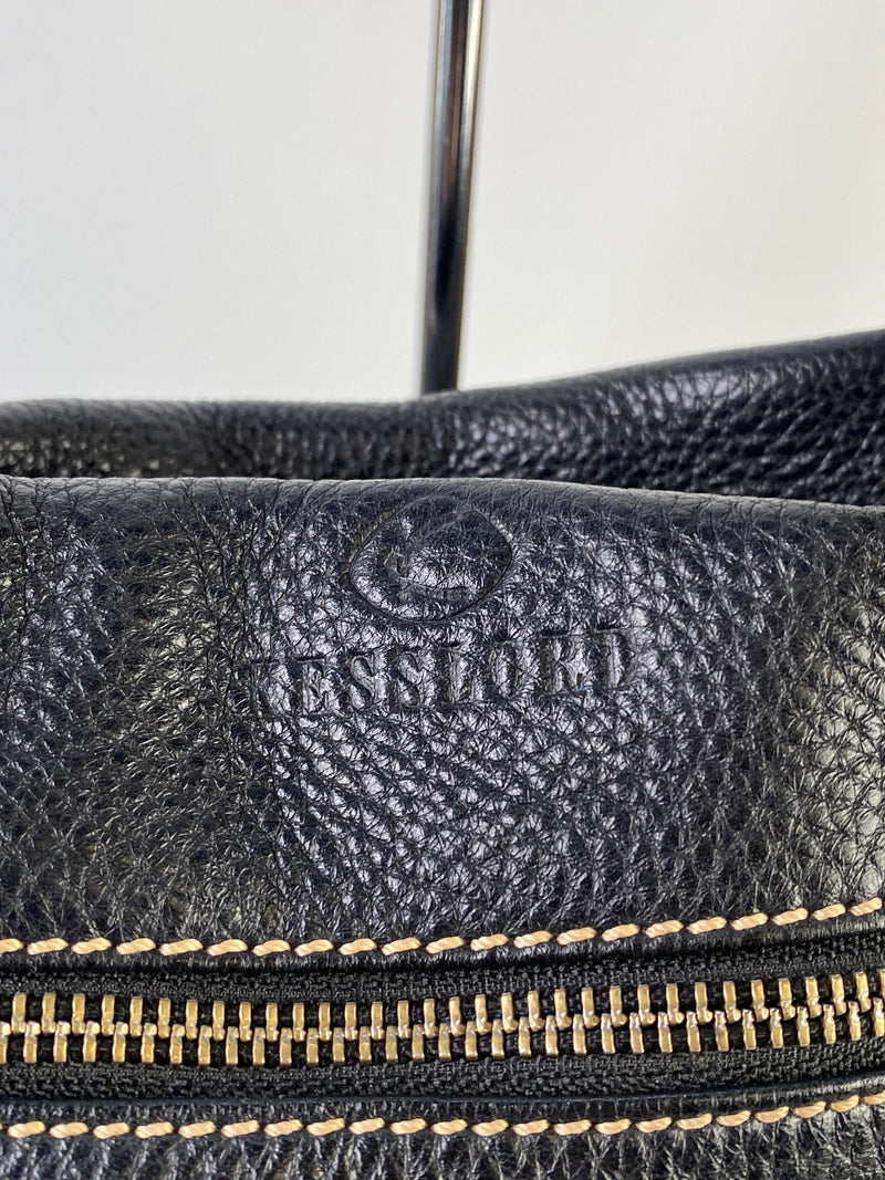 Kesselord Black & Cream Contrast Stitch Shoulder Bag
