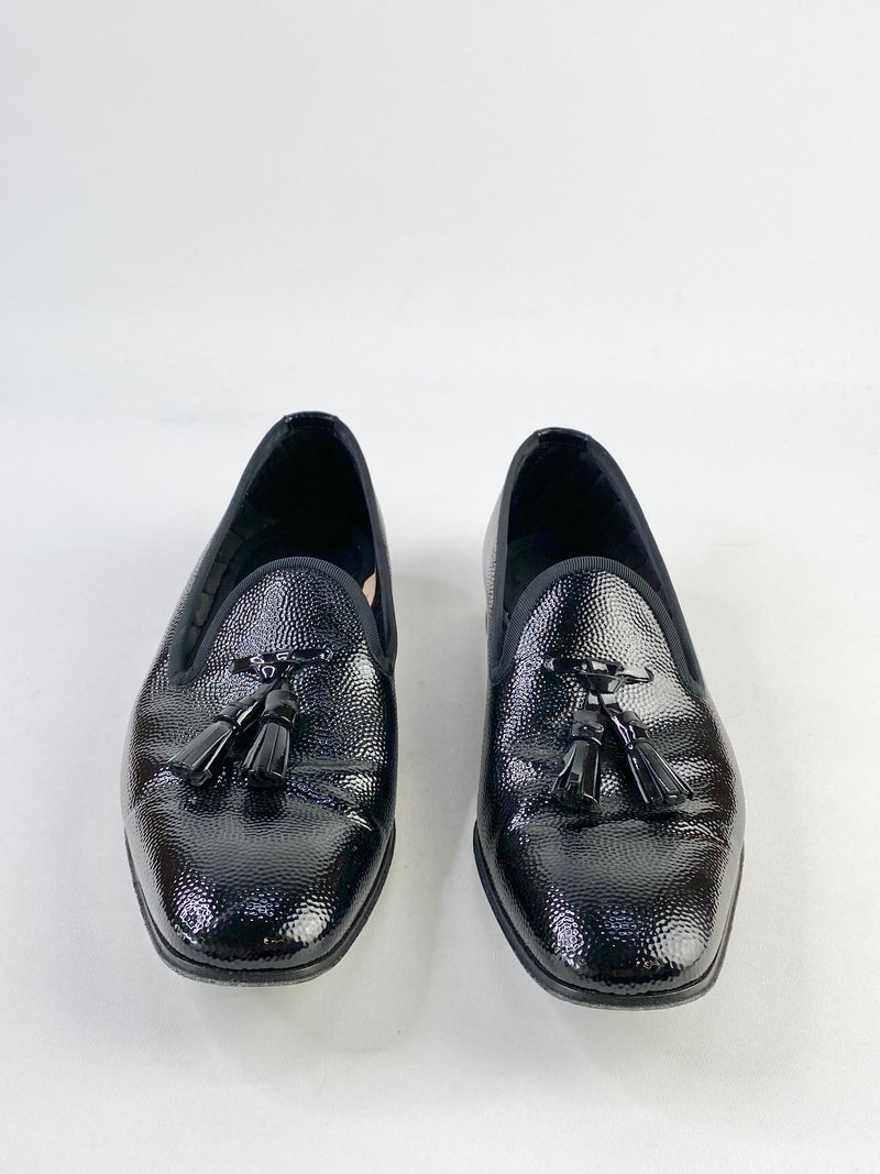 Bally Black Patent Leather Tassel Loafers - USA7