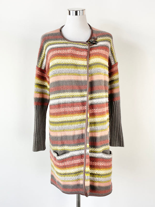 Indi & Cold Charcoal Striped Wool Cardigan - S