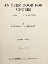 1912 An Open Door for Singers - R. L. Herman