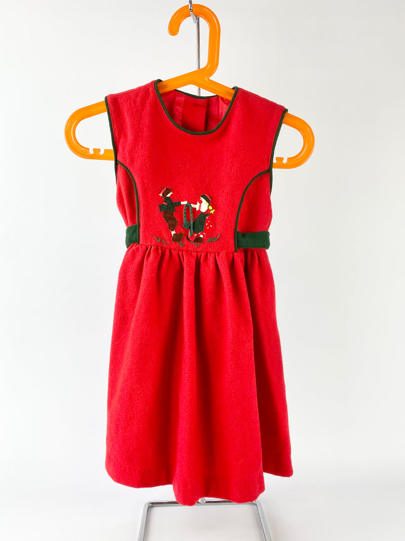Vintage Red Embroidered Dress