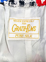 Vintage Grath Elms Houndstooth and Red Poppy Pure Silk Blazer - 14/16