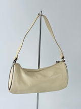 Oroton Cream Leather Baguette Bag