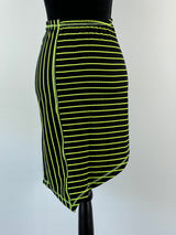 Y2K Deadstock Black & Neon Yellow Striped Asymmetrical Skirt - AU10