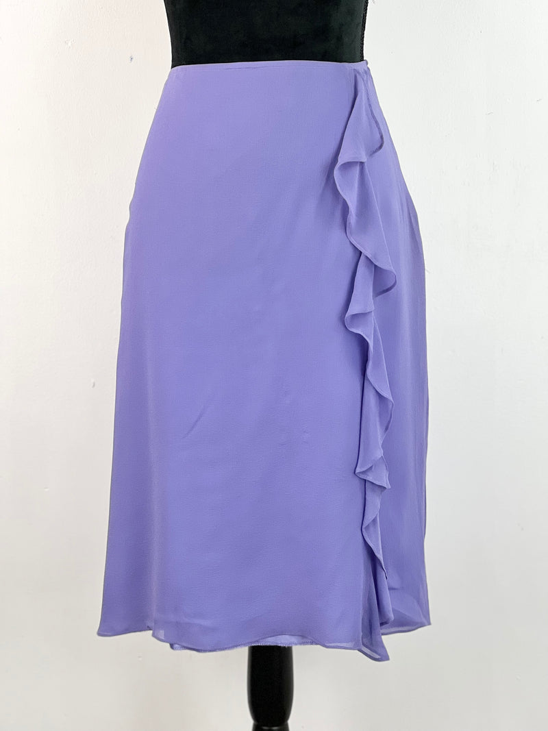 Y2K Lavender Silk Ruffle Skirt - AU14