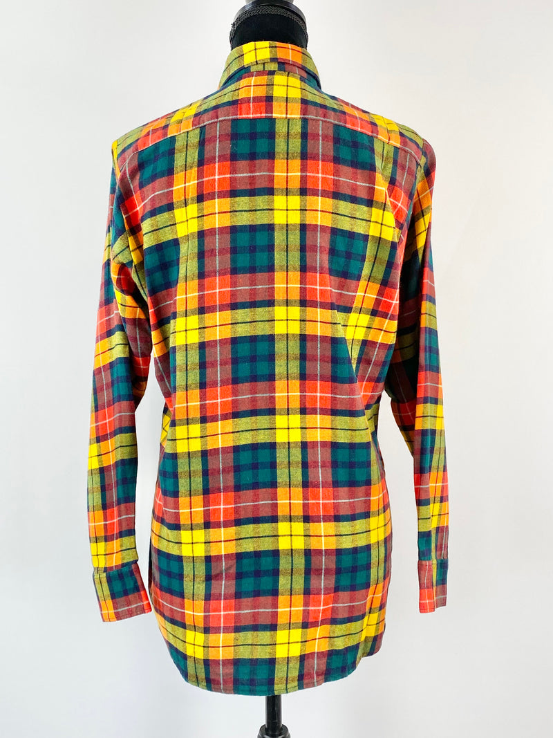 Vintage Viyella Original Blend Bright Plaid Shirt - L