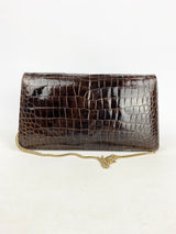 Vintage Chocolate Brown Croc Leather Bag
