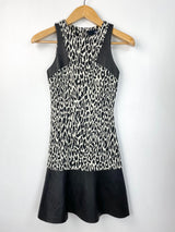 Nicholas Black & Cream Leopard Print & Leather Contrast Dress - AU 6