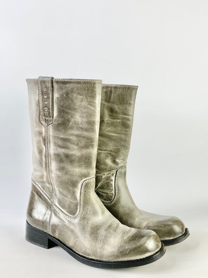 D.CO Copenhagen Distressed Grey Leather Boots - EU39