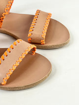 Ancient Greek Sandals Neon Orange Leather Slides - EU38
