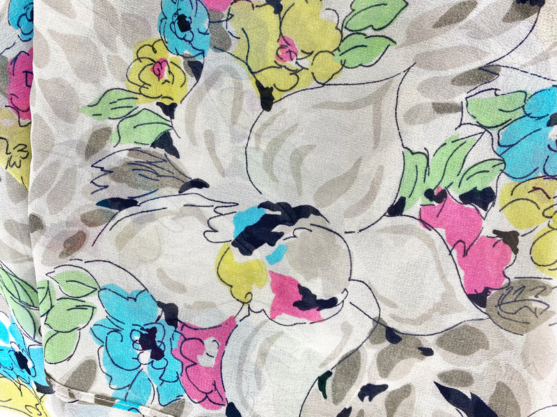 Lisa Ho Cream Silk Floral Scarf