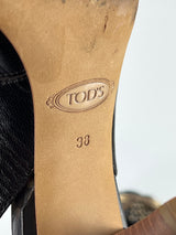 Tod's Chocolate Brown Tassel Front Slingback Pumps - EU38