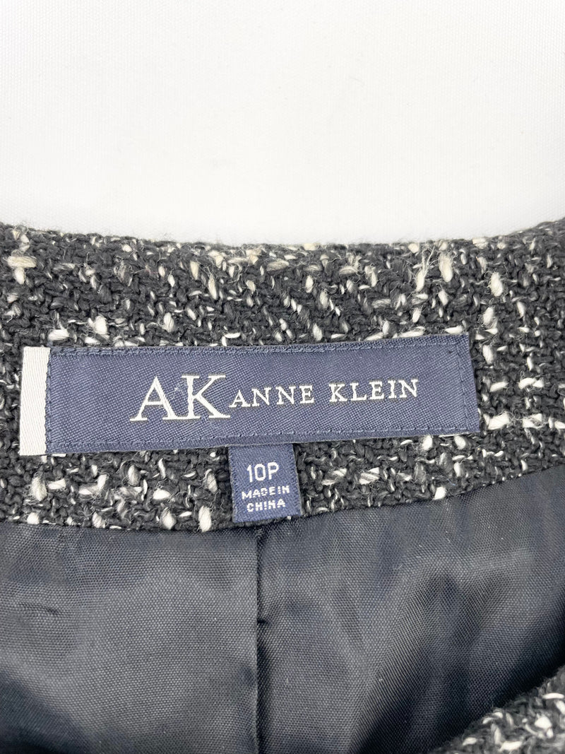 Anne Klein Black & White Knit Blazer - M