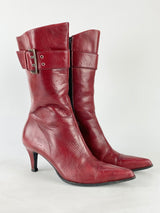 Pollini Garnet Red Stiletto Boots - EU36