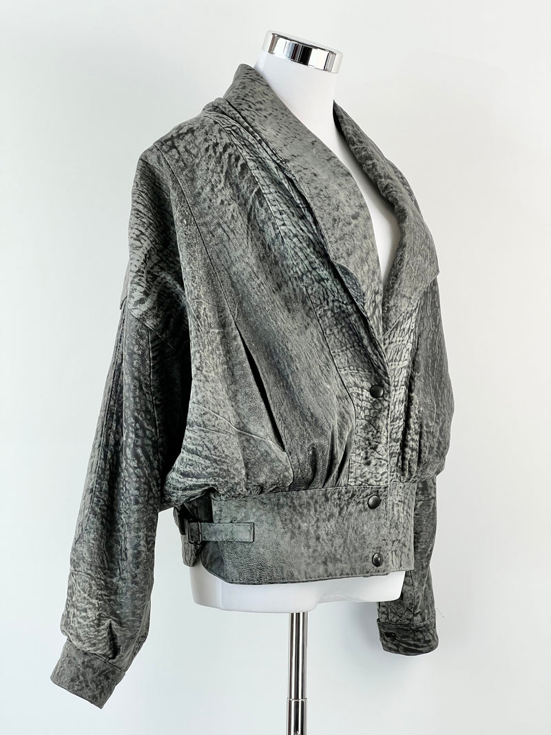 Vintage 80s Vinetti Grey Leather Jacket - M