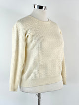 Royal Merino Cream Cabelknit Crew Neck - AU14-16