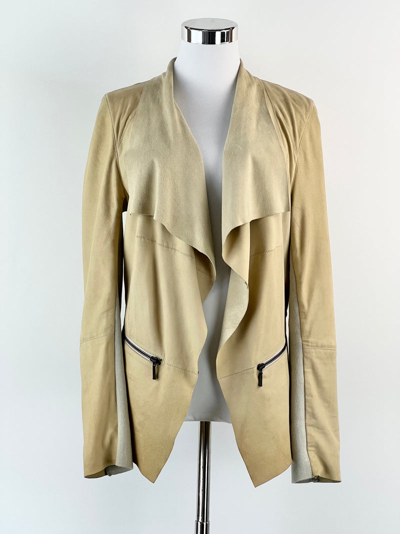 Cable Melbourne Beige Suede Waterfall Jacket - AU8