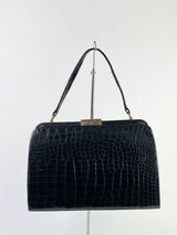 Vintage Black Crocodile Leather handbag