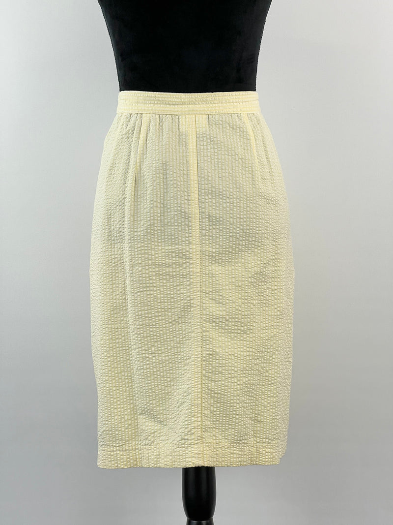 Vintage Laura Ashley Yellow Seersucker Skirt - AU14