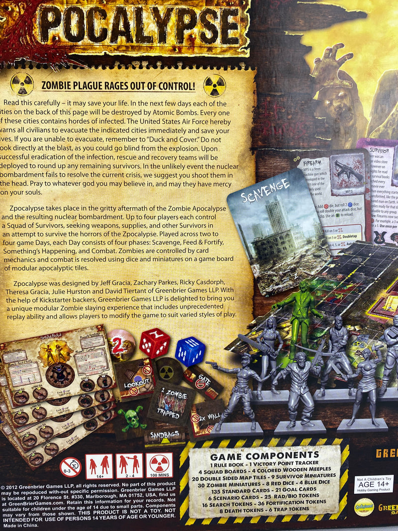 Zpocalypse & 5th Player Expansion Boardgame