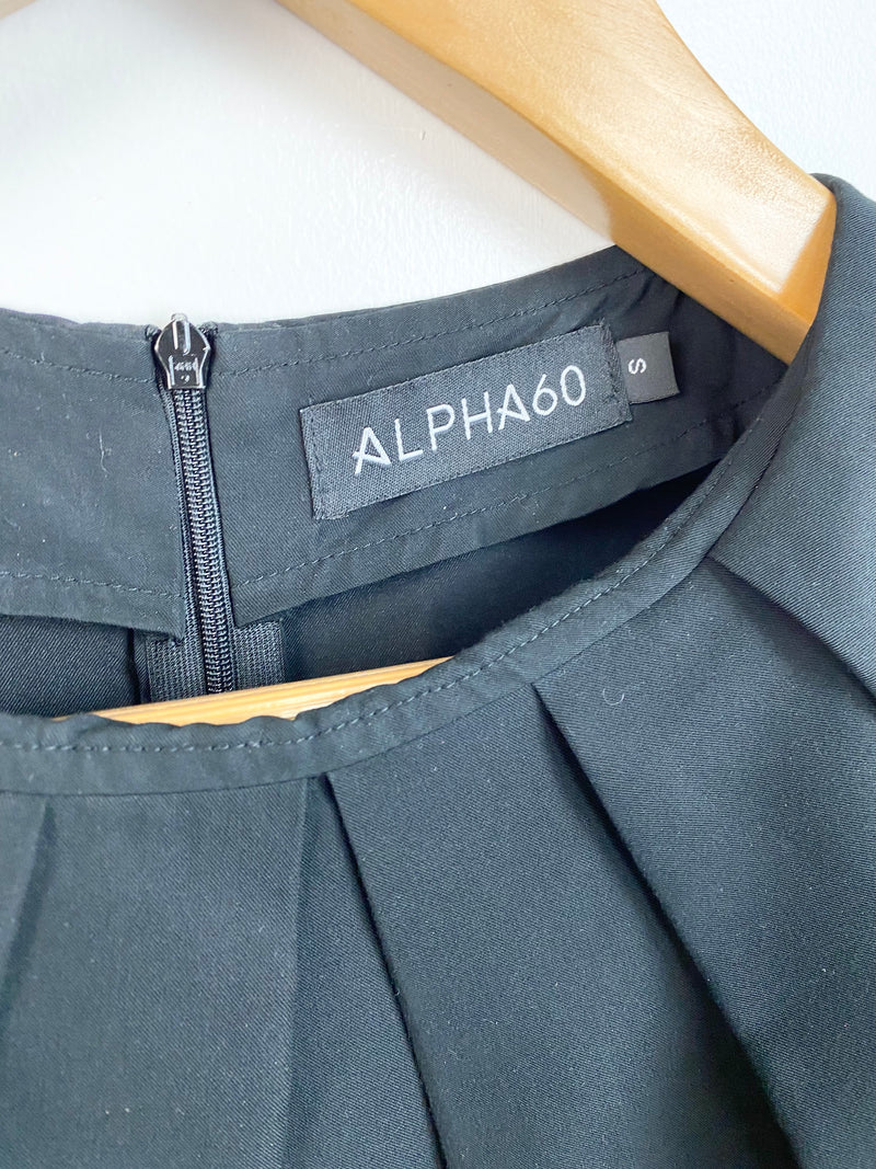 Alpha 60 Black Front Gathered Relaxed Dress - AU 8/10