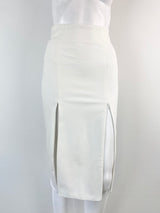 Murmur White High Waisted Adjustable Pencil Skirt - AU6