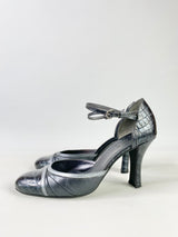 Cole Haan Grey & Silver Faux Crocodile Heels - 7.5