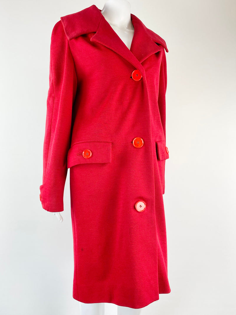 Vintage Crimson Wool Coat - AU10/12