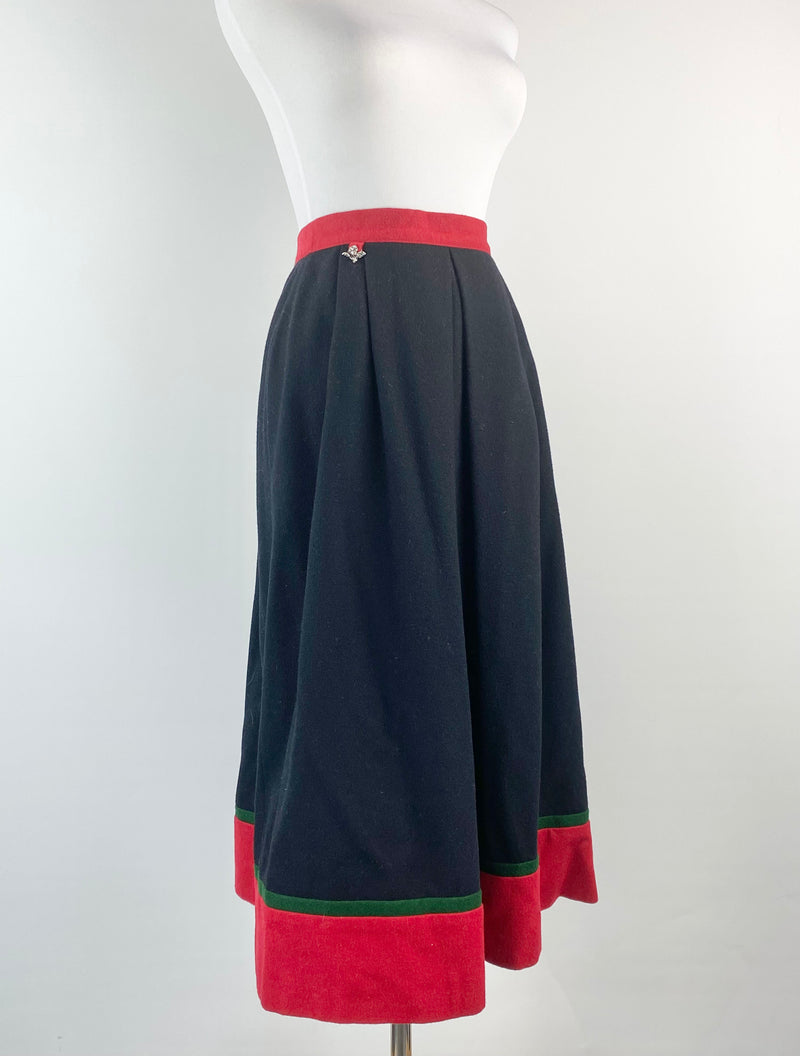 Vintage Black & Red Contrast Wool Skirt - AU6