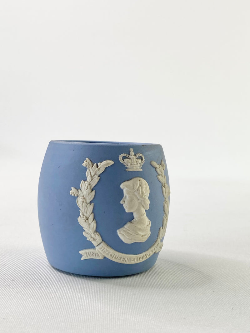 Wedgwood Blue Jasperware Elizabeth II Pot