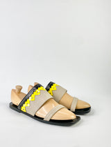 Pollini Yellow, Taupe & Black Sandals - EU41