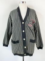 Vintage JAG Striped 'Country Cricket Club' Cardigan - L