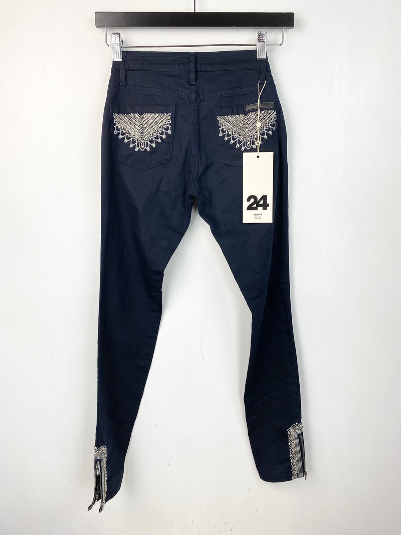 Sass and Bide NWTS Hazy Day Break Embellished Navy Jeans - Size 24
